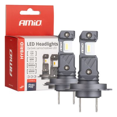 LED žiarovky hlavného osvetlenia Hybrid série H7 H18 6000K Canbus 60W AMIO-04115