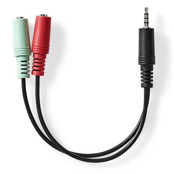 Nedis CAGB22150BK02 - Stereo Audio Kabel | 3,5mm Zástrčka -2x 3,5mm Zásuvka | 0.20 m | Kulatý | Černá Kabel, audio, 3,5mm zástrcka - 2× 3,5mm zásuvka, 20cm, box, cerný