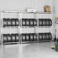 vidaXL 2-posch. stojany na pneumatiky 3ks strieborné 110x40x180cm oceľ