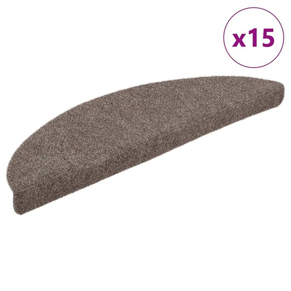 vidaXL Schodové rohože, samolepiace, 15 ks, 56x17x3 cm, béžové, polkruhové
