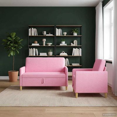 vidaXL Súprava pohovky s úložným priestorom 2 ks Ružová Polyester