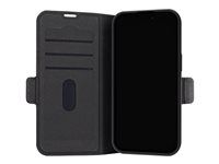Pouzdro s klopou pro mobilní telefon - polyuretan (PU), plast - černá - pro Apple iPhone 13, 14, 15, 16e, 17e