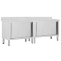vidaXL Pracovné stoly s posuvnými dvierkami 2ks 240x50x(95-97)cm, oceľ