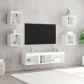 vidaXL 7-dielne TV nástenné skrinky s LED biele kompozitné drevo