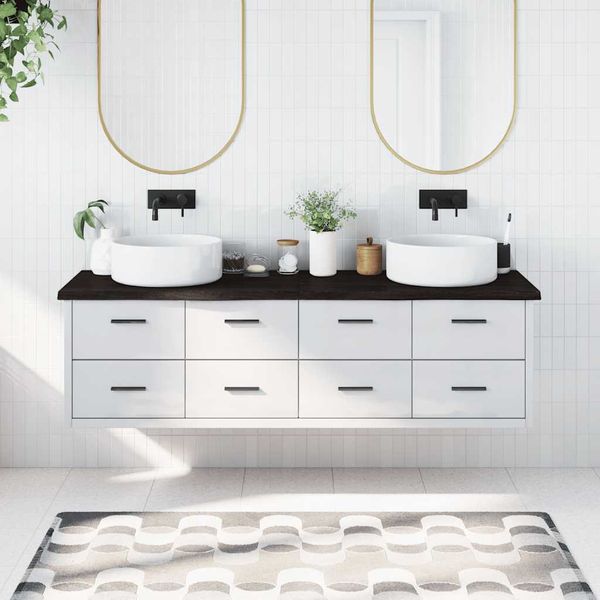 vidaXL Kúpeľňová doska tmavohnedá 180x50x(2-4) cm ošetrený masív
