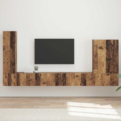 vidaXL Sada nástenného kabinetu na TV Nástenný 6 pcs Staré drevo
