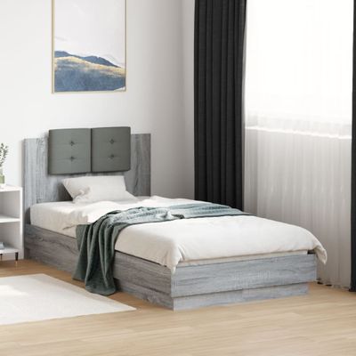 vidaXL Posteľný rám s čelom sivý sonoma 75x190 cm kompozitné drevo