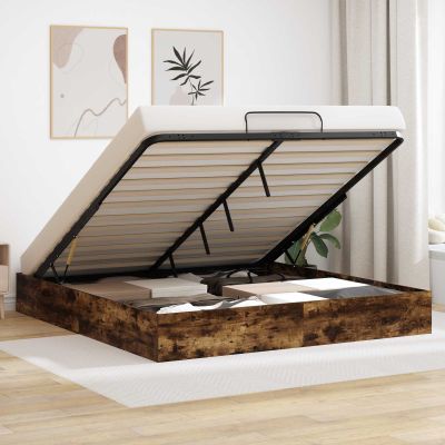 vidaXL Otomanový posteľný rám s úložiskom Údený Dub 203 x 180 x 25 cm