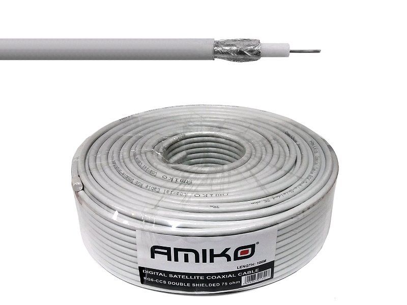 Koaxiální kabel Amiko RG6-CCS / 100m / 6,8 mm