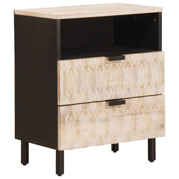 vidaXL Nočný stolík Biela 50 x 33 x 60 cm Masívne mango drevo