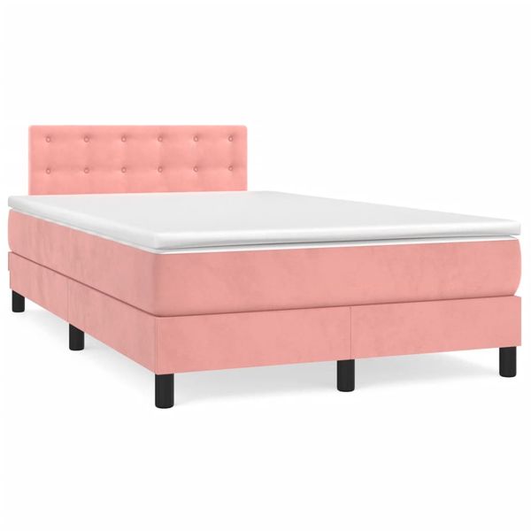 vidaXL Boxspring posteľ s matracom, ružová 120x190 cm, zamat