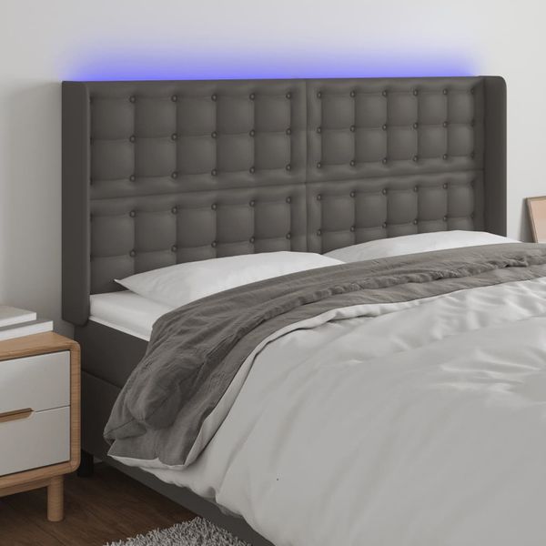 VidaXL Čelo postele sivé 147x16x118/128 cm umelá koža