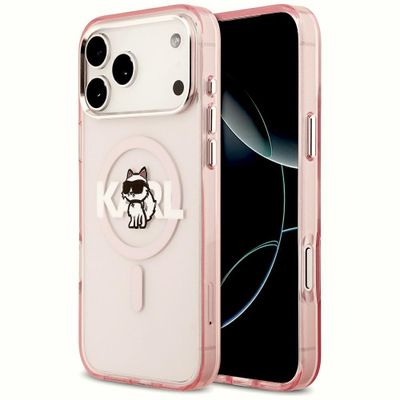 Puzdro Karl Lagerfeld pre iPhone 17 Pro Max 6,9" IML Choupette Sketch Logo MagSafe ružová