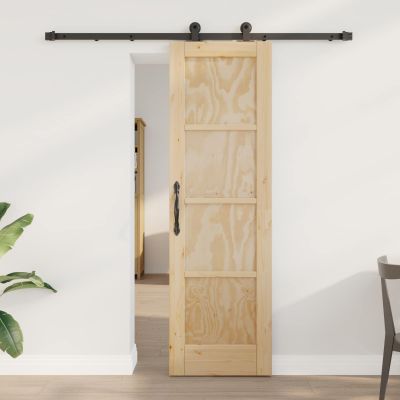 vidaXL Posuvné dvere Prírodná a čierna 61 x 198,5 cm Borovicový masív