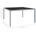 vidaXL Záhradný stôl 130x130x72 cm sivý oceľ a sklo