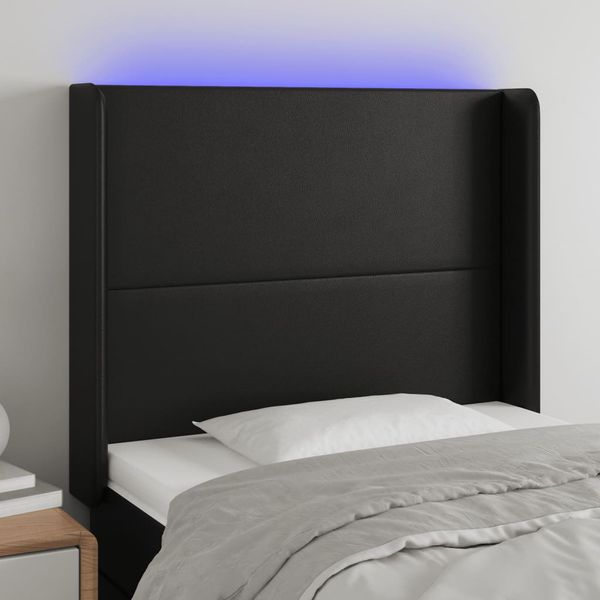 vidaXL Čelo postele s LED čierne 103x16x118/128 cm umelá koža