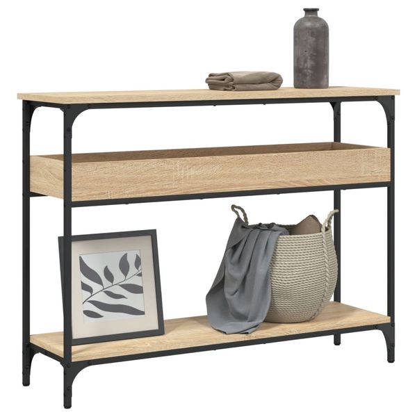 vidaXL Konzolový stolík s policou, dub sonoma, 100x29x75 cm, imitácia dreva