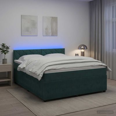 vidaXL Posteľ boxspring s matracom Tmavozelená 140 x 200 cm Zamat