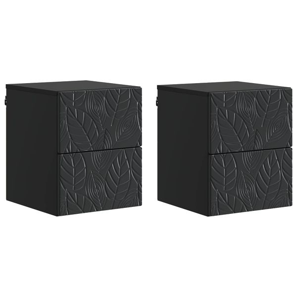 vidaXL Nástenná nočná skrinka 2 pcs Čierna 34,5 x 33 x 40 cm