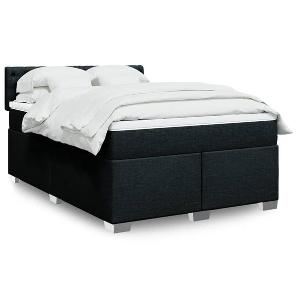 vidaXL Posteľný rám boxspring s matracom čierny 140x200 cm látka