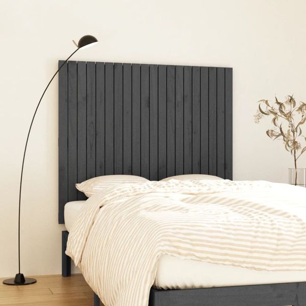 vidaXL Nástenné čelo postele sivé 127,5x3x110 cm masívna borovica