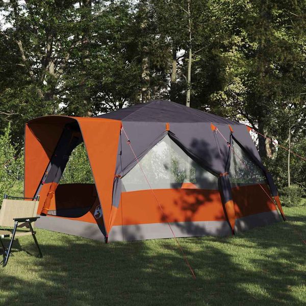 vidaXL Cabin Tent 7-Person Šedá a oranžová 400 x 350 x 212 cm