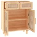 vidaXL Komoda hnedá 60x30x75 cm masívna borovica a prírodný ratan