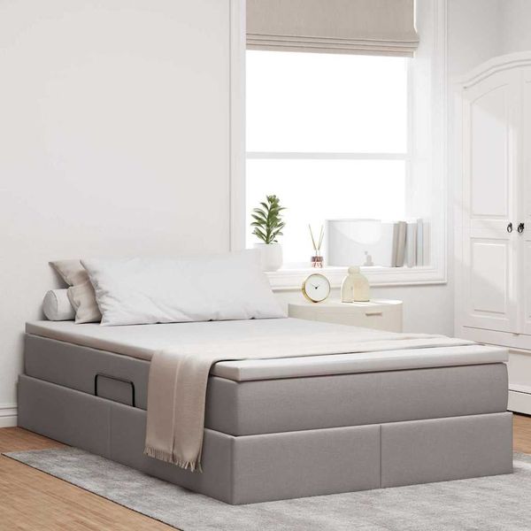 vidaXL Postel s úložným prostorem a matrací Sivohnedá 120 x 200 cm