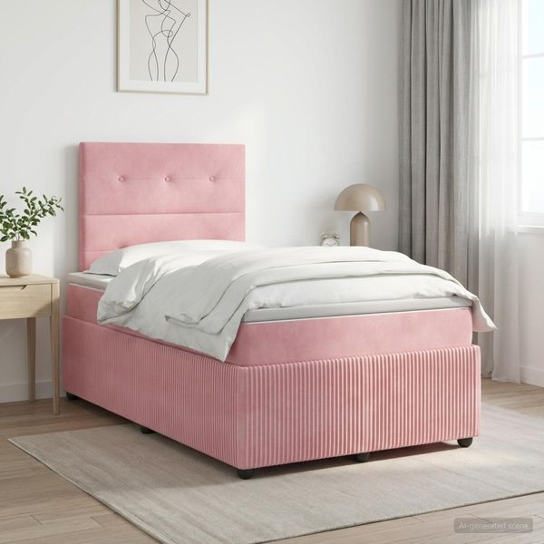 vidaXL Posteľ boxspring s matracom Ružová 120 x 200 cm Zamat