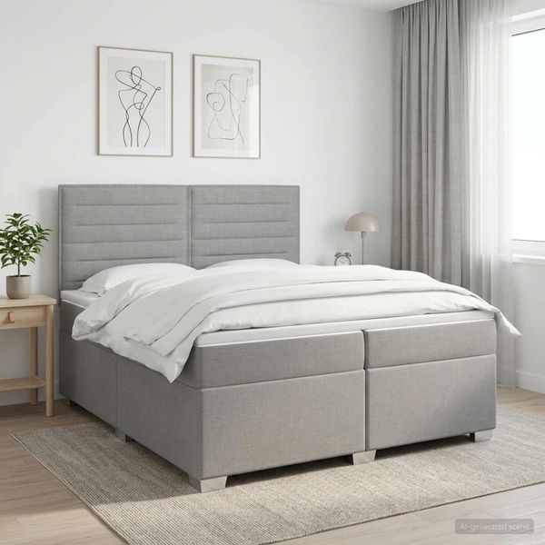 vidaXL Posteľ boxspring s matracom Svetlosivá 200 x 200 cm Látka