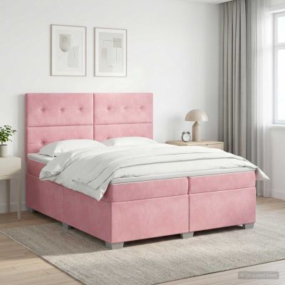 vidaXL Posteľ boxspring s matracom Ružová 200 x 200 cm Zamat