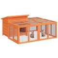 vidaXL Králikáreň hnedá 144x123x67,5 cm masívna borovica