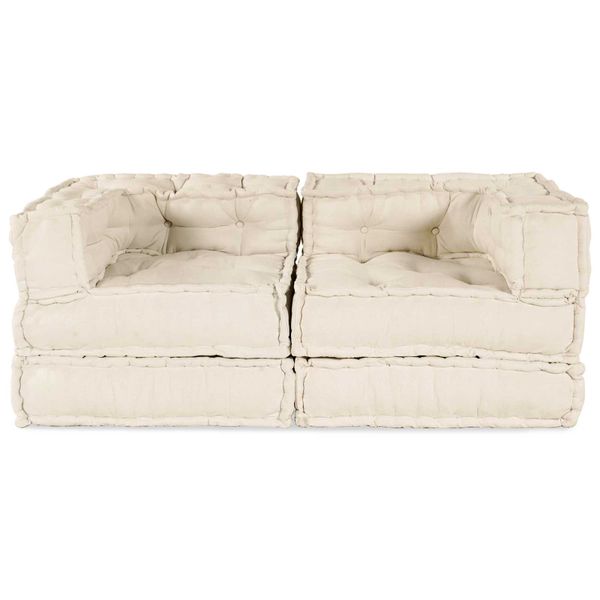 vidaXL Modulová pohovka 2 pcs Krémová 140 x 70 x 56 cm Látka