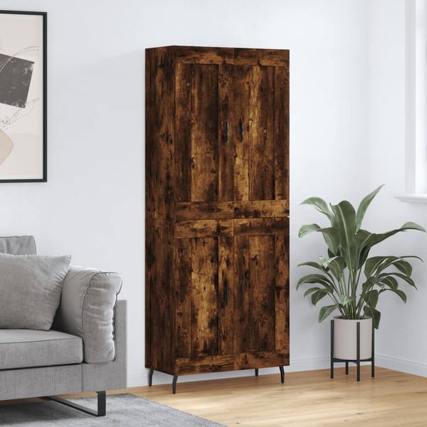 vidaXL Vysoká skrinka dymový dub 69,5x34x180 cm spracované drevo