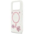 Puzdro Guess Resin Flowers Glitter MagSafe pre iPhone 17 Pro ružové