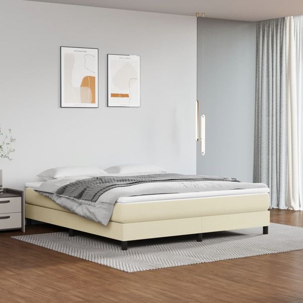 vidaXL Posteľný rám s boxspringom krémový 180x200 cm umelá koža