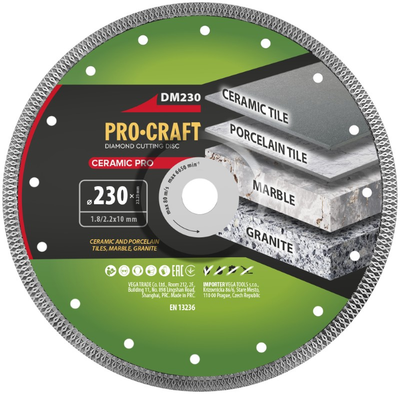 Diamantový rezný kotúč 230 mm PROCRAFT DM230 Ceramic PRO