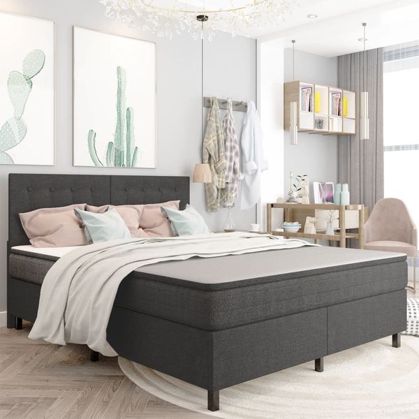 vidaXL Posteľ boxspring tmavošedá látková 180x200 cm