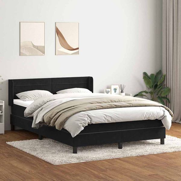 vidaXL Posteľný rám boxspring s matracom čierny 160x210 cm zamat