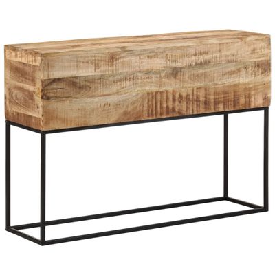 vidaXL Konzolový stolík 110x30x75cm surový mangovníkový masív a železo