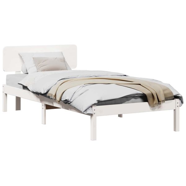 vidaXL Rám postele Biela 90 x 190 cm Masívne borovicové drevo