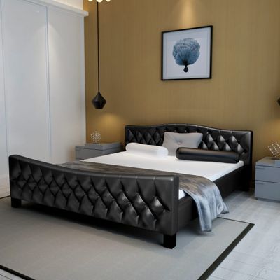 vidaXL Posteľ s matracom, pamäťová pena, čierna, umelá koža 180x200 cm