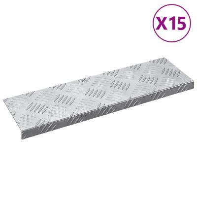 vidaXL Schodový rošt 15 pcs Strieborná 60 x 18 x 2,5 cm Hliník