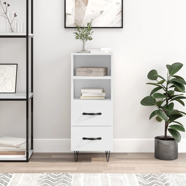 vidaXL Komoda lesklá biela 34,5x34x90 cm spracované drevo