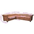 vidaXL Rohová pohovka Chesterfield, 6-miestna, umelá koža, hnedá