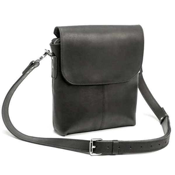 LC_Grip_Black Beavercraft Leather Flap Over Shoulder Bag for Men, Black