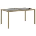 vidaXL Záhradný stôl 150x90x75 cm tvrdené sklo a polyratan béžový