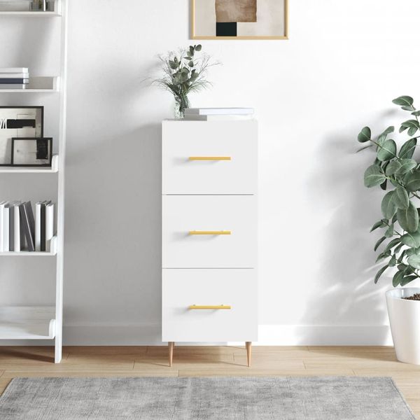 vidaXL Komoda lesklá biela 34,5x34x90 cm spracované drevo