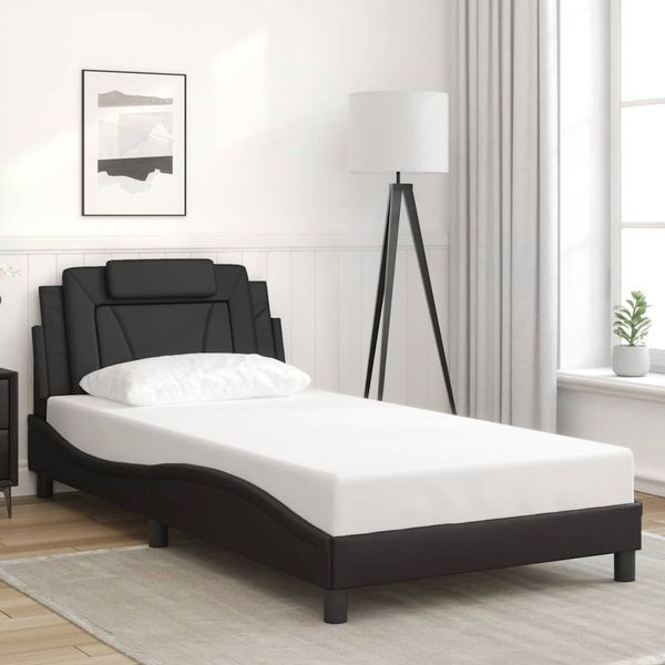 vidaXL Rám postele Viana bez matraca čierny 100x200 cm umelá koža