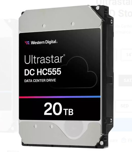 WD Ultrastar DC HC555/20TB/HDD/3.5''/SATA/M.2 SATA/7200 RPM/Strieborná/5R